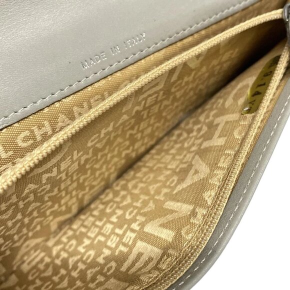 CHANEL - Gray Leather Long Wallet - Picture 9 of 13